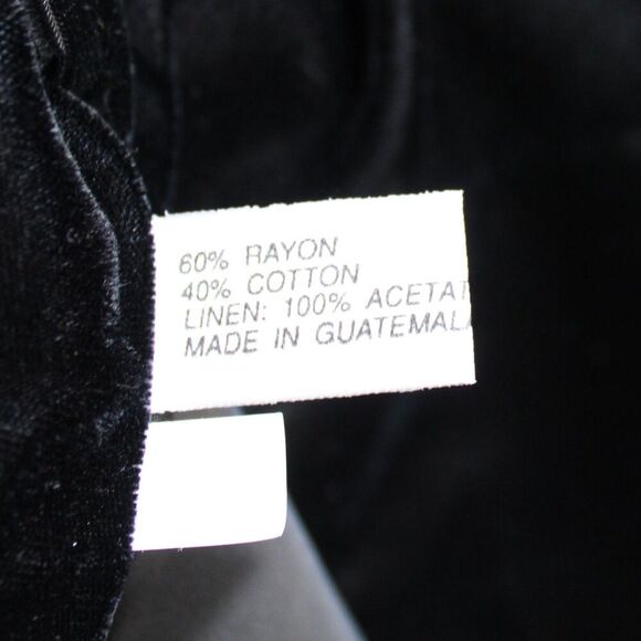 Milagros Hand Loomed Bird Floral Pattern Cropped Black Velvet Jacket Size Medium - Picture 6 of 6